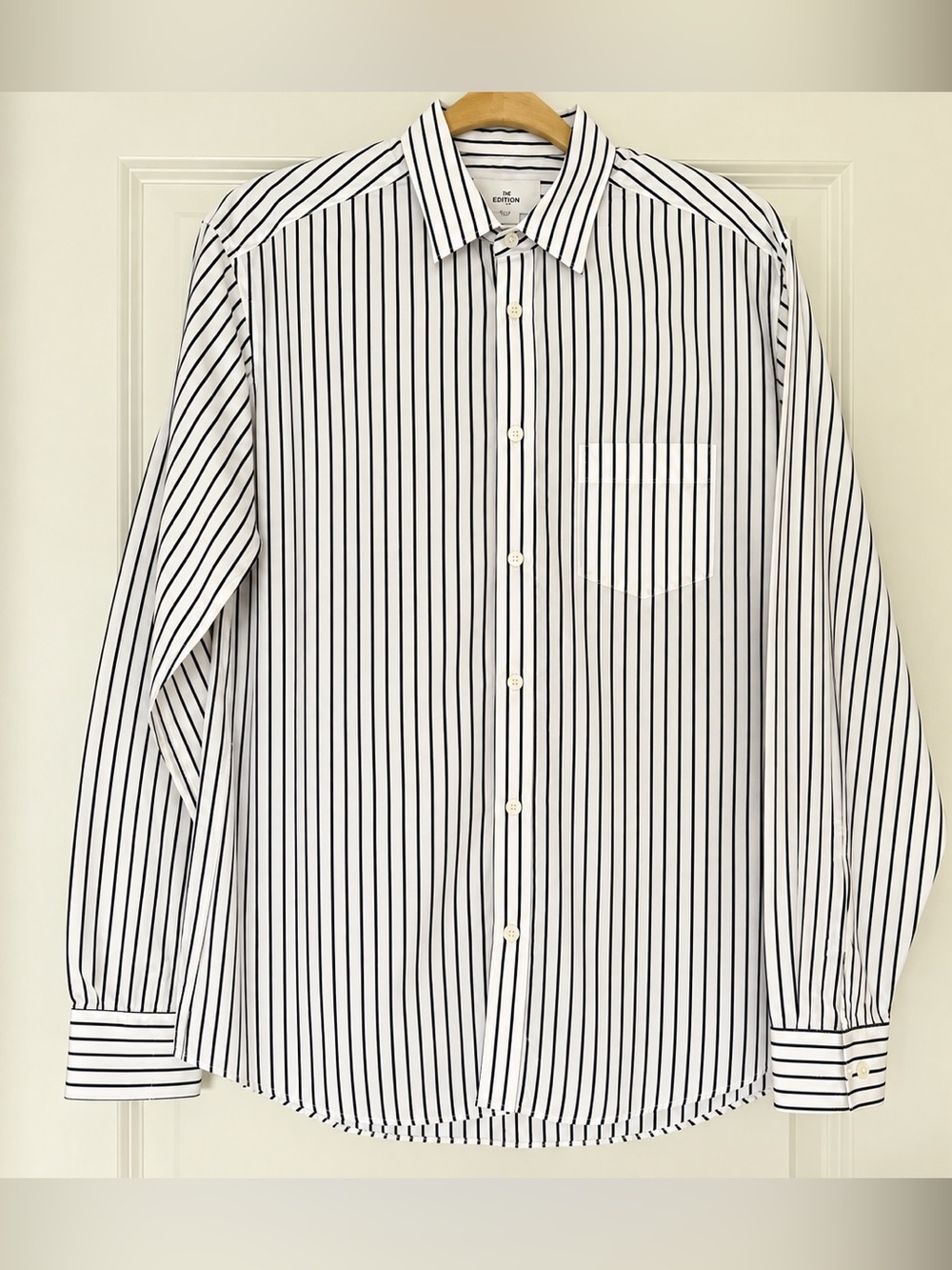 H&M White Shirt with Black Pinstripes - Men’s Dress Shirt Medium